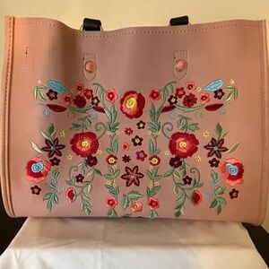 Floral Embroidered Tote Bag